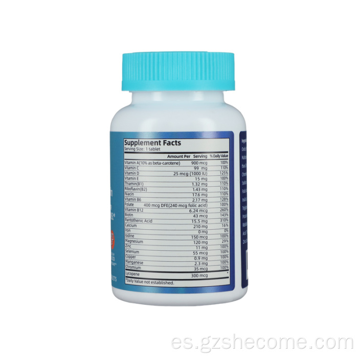 Suplemento de vitaminas libres de gluten multivitamina multivitamina